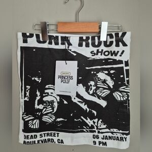 Princess Polly Black & White Punk Rock Graphic Skirt